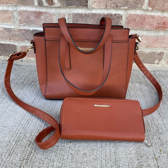 Montana West Handbags - Montana West Crossbody Bag Purse Cognac Brown with matching wallet